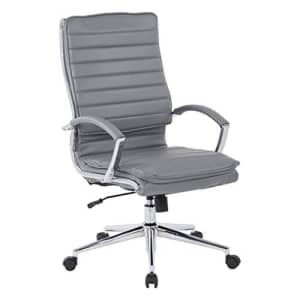 Office Star Faux Leather High Back Managers Chair with Loop Arms and Chrome Base, Charcoal for $278 Office Star Faux Leather High Back Managers Chair with Loop Arms and Chrome Base, Charcoal for $278