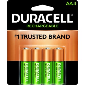 Duracell Rechargeable AA NiMH Battery 4-Pack for $12