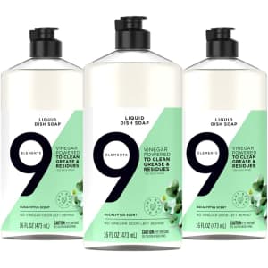 9 Elements Dishwashing Liquid Dish Soap 16-oz. Bottles 3-Pack for $8 via Sub & Save 9 Elements Dishwashing Liquid Dish Soap 16-oz. Bottles 3-Pack for $8 via Sub & Save