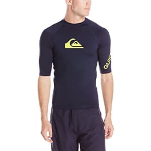 Quiksilver Men's All Time Ss Short Sleeve Surf Tee Rashguard, Dark Blue, Small for $30 Quiksilver Men's All Time Ss Short Sleeve Surf Tee Rashguard, Dark Blue, Small for $30