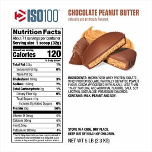 Dymatize ISO 100 Whey Protein Powder with 25g of Hydrolyzed 100% Whey Isolate, Chocolate Peanut for $79 Dymatize ISO 100 Whey Protein Powder with 25g of Hydrolyzed 100% Whey Isolate, Chocolate Peanut for $79