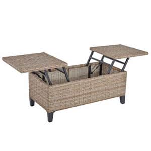 Outsunny Rattan Wicker Coffee Side Table with Double Lift Top Design, Large Storage Space, for $190 Outsunny Rattan Wicker Coffee Side Table with Double Lift Top Design, Large Storage Space, for $190