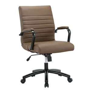 Realspace Modern Comfort Winsley Bonded Leather Mid-Back Manager's Chair, Brown/Black for $160