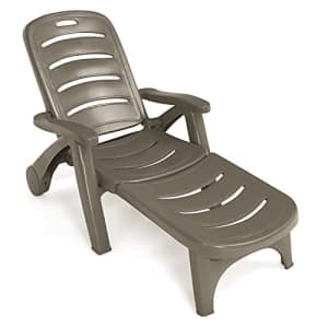 Giantex Patio Chaise Lounge Recliner on Wheels, Folding Deck Chair with Armrests, 5 Adjustable for $200