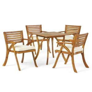 Christopher Knight Home Deandra 5-Peice Acacia Wood Patio Dining Set for $484