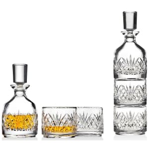 Godinger Dublin Stackable Crystal Whiskey Decanter w/ 2 Glasses for $28 Godinger Dublin Stackable Crystal Whiskey Decanter w/ 2 Glasses for $28