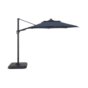 allen + roth 11-Foot Solar Powered Offset Patio Umbrella w/ Base for $224