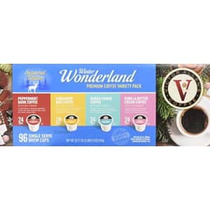 Victor Allen's Coffee Winter Wonderland 96ct Flavored Variety Pack (Peppermint Bark, Cinnamon Bun, for $35
