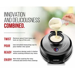 Chefman Perfect Pour Volcano Belgian Waffle Maker w/No Overflow Design Round Iron for Mess-Free for $39 Chefman Perfect Pour Volcano Belgian Waffle Maker w/No Overflow Design Round Iron for Mess-Free for $39
