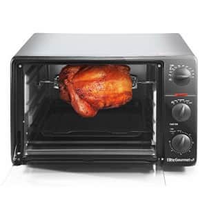 Elite Gourmet Rotisserie, Bake, Grill, Broil, Roast, Toast, Keep Warm and Steam, Black for $59 Elite Gourmet Rotisserie, Bake, Grill, Broil, Roast, Toast, Keep Warm and Steam, Black for $59