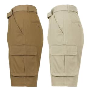 Men's Cotton Flex Stretch Cargo Shorts w/ Belt 2-Pack for $27 Men's Cotton Flex Stretch Cargo Shorts w/ Belt 2-Pack for $27