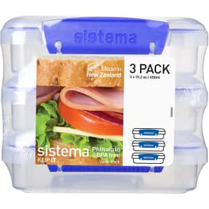Sistema Klip It Collection 1.9-Cup Sandwich Box 3-Pack for $9 Sistema Klip It Collection 1.9-Cup Sandwich Box 3-Pack for $9