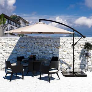 Bumblr 10-Foot Offset Cantilever Hanging Patio Umbrella for $90 Bumblr 10-Foot Offset Cantilever Hanging Patio Umbrella for $90