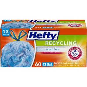 Hefty 13-Gallon Recycling Trash Bags 60-Pack for $11