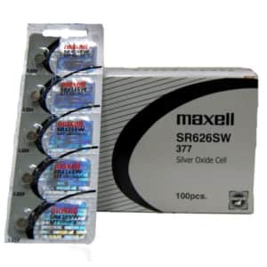 1 Box of 100 Maxell 1.55v Silver Oxide Watch Batteries 377 SR626SW for $40