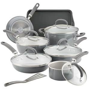 Rachael Ray Create Delicious Nonstick Cookware Pots and Pans Set, 13 Piece, Gray Shimmer for $100 Rachael Ray Create Delicious Nonstick Cookware Pots and Pans Set, 13 Piece, Gray Shimmer for $100