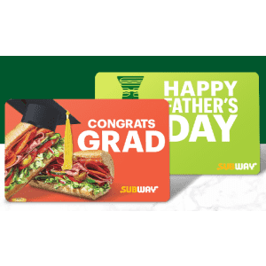 Subway: Free 6" sub w/ $25 gift card purchase