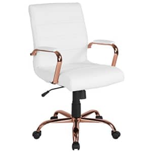 Flash Furniture Mid-Back White LeatherSoft Executive Swivel Office Chair with Rose Gold Frame and for $140