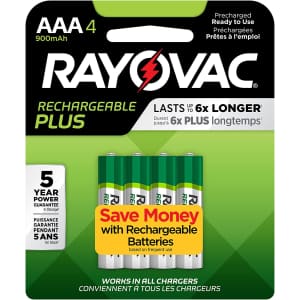 Rayovac Rechargeable Plus AAA Batteries 4-Pack for $15 Rayovac Rechargeable Plus AAA Batteries 4-Pack for $15