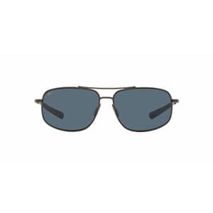 Costa Del Mar Men's Shipmaster Polarized Rectangular Sunglasses, Brushed Dark Gunmetal/Grey for $153