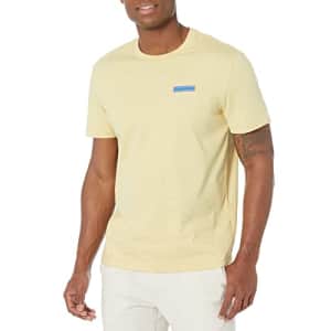 Calvin Klein Men's Relaxed Fit Box Logo Crewneck T-Shirt, Butter, Medium for $21