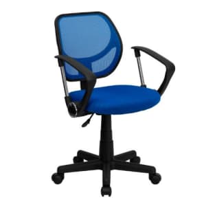 Flash Furniture Low Back Blue Mesh Swivel Task Office Chair with Curved Square Back and Arms for $72 Flash Furniture Low Back Blue Mesh Swivel Task Office Chair with Curved Square Back and Arms for $72