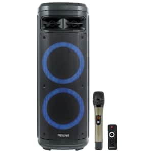 Rockville Go Party ZR10 Dual 10" Portable Wireless LED Bluetooth Speaker w/ UHF Mic for $220