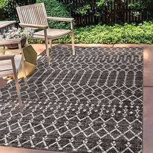 JONATHAN Y Ourika Moroccan Geometric Textured Weave Indoor/Outdoor Black/Gray 4 ft. x 6 ft. Area for $69