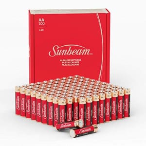 Sunbeam 16722 100 Pack AA High-Performance Alkaline Batteries, Easy to Open Value Pack for $30