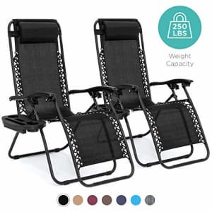 Best Choice Products Set of 2 Adjustable Zero Gravity Lounge Chair Recliners for Patio, Pool w/Cup for $120