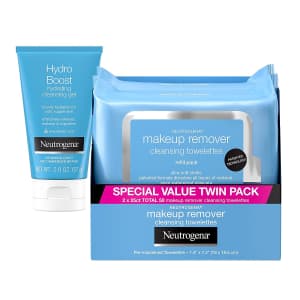Neutrogena Makeup Remover Cleansing Towelettes 2-Pack & Hydro Boost 2.0-oz. Hydrating Cleansing Gel for $9 Neutrogena Makeup Remover Cleansing Towelettes 2-Pack & Hydro Boost 2.0-oz. Hydrating Cleansing Gel for $9
