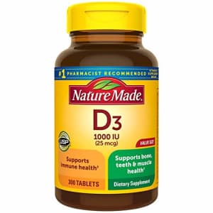 Nature Made Vitamin D3 1000 IU (25mcg) Tablets, 300 Count for Bone Health (Packaging May Vary) for $11