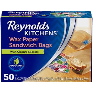 Reynolds Kitchens Wax Paper Sandwich Bag 50-Pack for $5