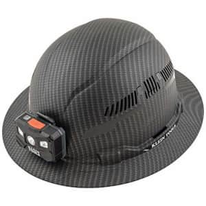 Klein Tools 60347 Hard Hat, Vented Full Brim, Class C, Premium KARBN Pattern, Rechargeable Lamp, for $80 Klein Tools 60347 Hard Hat, Vented Full Brim, Class C, Premium KARBN Pattern, Rechargeable Lamp, for $80