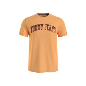 Tommy Hilfiger Men's Tommy Jeans Short Sleeve T-Shirt, Hilfiger Orange, XXL for $18