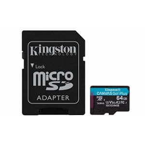 Kingston 64GB microSDXC Canvas Go Plus 170MB/s Read UHS-I, C10, U3, V30, A2/A1 Memory Card + for $11
