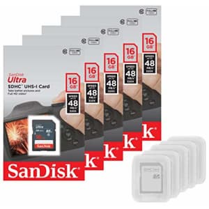 5 Pack - SanDisk Ultra 16GB SD SDHC Memory Flash Card UHS-I Class 10 Read Speed up to 48MB/s 320X for $37 5 Pack - SanDisk Ultra 16GB SD SDHC Memory Flash Card UHS-I Class 10 Read Speed up to 48MB/s 320X for $37