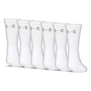 Under Armour Kids' UA Charged Cotton 2.0 Crew Socks - 6-Pack YLG White for $30 Under Armour Kids' UA Charged Cotton 2.0 Crew Socks - 6-Pack YLG White for $30