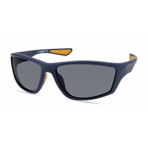 Timberland Men's TBA9272 Polarized Rectangular Sunglasses, Matte Navy, 64mm for $87