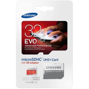 Samsung Evo Plus 32GB MicroSD HC Class 10 UHS-1 Mobile Memory Card for Samsung Galaxy J3 J1 Nxt Ace for $12