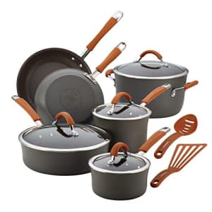Rachael Ray Cucina Dishwasher Safe Hard Anodized Nonstick Cookware Pots and Pans Set, 12 Piece, for $161 Rachael Ray Cucina Dishwasher Safe Hard Anodized Nonstick Cookware Pots and Pans Set, 12 Piece, for $161