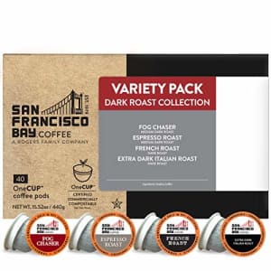 SF Bay Coffee OneCUP Dark Roast Variety Pack 40 Ct Compostable Coffee Pods, K Cup Compatible for $24