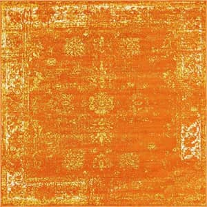Unique Loom Sofia Collection Traditional Vintage Square Rug, 8 Feet, Orange/Yellow for $85 Unique Loom Sofia Collection Traditional Vintage Square Rug, 8 Feet, Orange/Yellow for $85