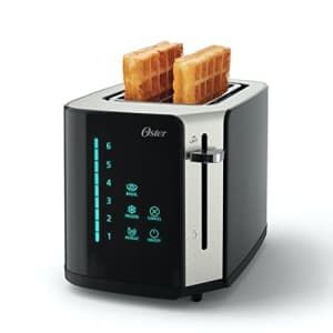 Oster 2-Slice Toaster, Touch Screen with 6 Shade Settings and Digital Timer, Black/Stainless Steel for $36