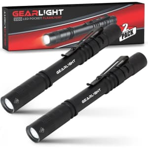 GearLight S100 LED Pocket Pen Light 2-Pack for $15