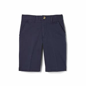 French Toast Boys' Adjustable Waist Stretch Twill Flat Front Short (Standard & Husky), Navy, 14 for $18