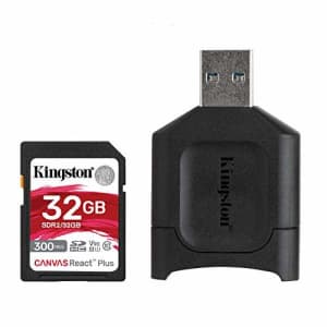 Kingston 32GB SDXC Canvas React Plus 300MB/s Read UHS-II, C10, U3, V90 Memory-Card (MLPR2/32GB) for $32