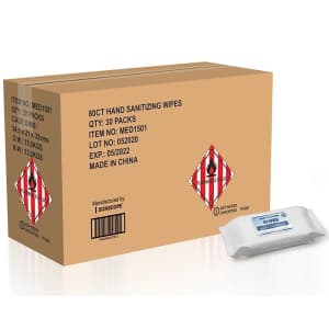 80-Count Hand Sanitizer Wipes: 30 packs for $20 80-Count Hand Sanitizer Wipes: 30 packs for $20