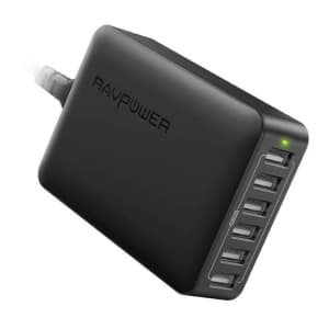 RAVPower 60W 12A 6-Port Desktop Charger for $17