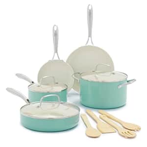 GreenLife Artisan Healthy Ceramic Nonstick, Cookware Pots and Pans Set, 12 Piece, Turquoise for $130